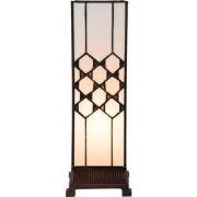 LumiLamp Tiffany Tafellamp  12x12x36 cm Wit Glas Vierkant Tiffany Bure...