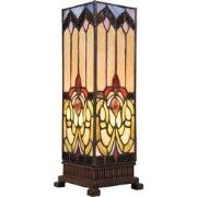 Lumilamp Tiffany Tafellamp 12x12x35 cm Bruin Beige Glas