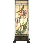 LumiLamp Tiffany Tafellamp  18x18x45 cm  Beige Roze Glas Rechthoek Blo...