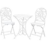 Clayre & Eef Bistroset Bistrotafel Bistrostoel 3-delig  Ø 60x70 Wit Ij...