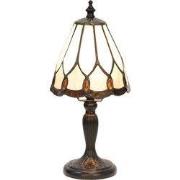 LumiLamp Tiffany Tafellamp  Ø 14x31 cm  Wit Glas Tiffany Bureaulamp