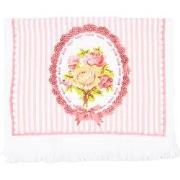 Clayre & Eef Gastendoekje  40x66 cm Wit Roze Katoen Rechthoek Rozen To...