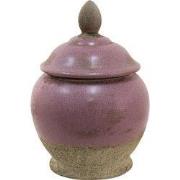 Clayre & Eef Voorraadpot  Ø 19x26 cm Roze Beige Keramiek Voorraadbus