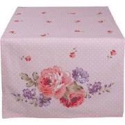 Clayre & Eef Tafelloper  50x140 cm Roze Paars Katoen Rechthoek Rozen T...