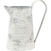 Clayre & Eef Decoratie Gieter  16x12x22 cm Grijs Wit Metaal Bloemen Fl...