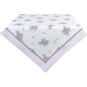 Clayre & Eef Tafelkleed  100x100 cm Wit Paars Katoen Vierkant Lavendel...
