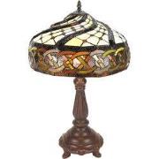 LumiLamp Tiffany Tafellamp  Ø 34x58 cm  Bruin Kunststof Glas Tiffany B...