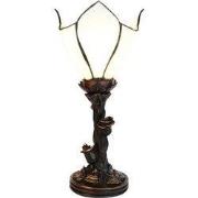 Lumilamp Tiffany Tafellamp 32 cm Wit Bruin Glas
