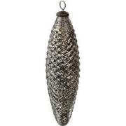 Clayre & Eef Kerstbal XL  Ø 7 cm Zwart Zilverkleurig Glas Kerstdecorat...