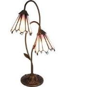 Lumilamp Tiffany Tafellamp 61 cm Bruin Roze Polyresin