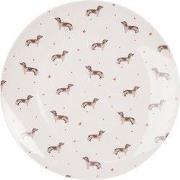 Clayre & Eef Dinerbord  Ø 26 cm Beige Bruin Porselein Rond Teckels Eet...