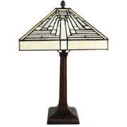 Lumilamp Tiffany Tafellamp 31x31x48 cm Wit Grijs Glas