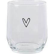 Clayre & Eef Waterglas Hart 300 ml Transparant Glas Drinkbeker