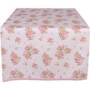 Clayre & Eef Tafelloper  50x140 cm Roze Katoen Rechthoek Rozen
