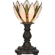 LumiLamp Tiffany Tafellamp  Ø 18x30 cm Wit Groen Glas Tiffany Bureaula...