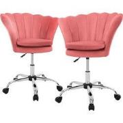 Bureaustoel set van 2 met wielen en rugleuning schelpdesign 68x68 cm r...