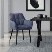 Blauwe eetkamerstoel in badstof met dik gestoffeerde zitting ML design