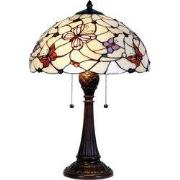 Lumilamp Tiffany Tafellamp Ø 41x60 cm Beige Paars Glas Vlinder