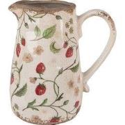 Clayre & Eef Decoratie Kan  16x12x18 cm Beige Rood Keramiek Aardbeien ...