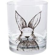 Clayre & Eef Waterglas 300 ml Transparant Glas Konijn Drinkbeker