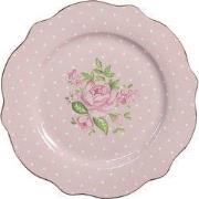 Clayre & Eef Ontbijtbord  Ø 20 cm Roze Porselein Rozen Bord