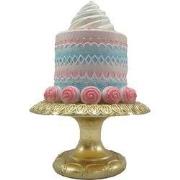 Clayre & Eef Decoratie Beeld Taart Ø 15x 22 cm Roze Goudkleurig Kunsts...
