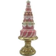 Clayre & Eef Decoratie Beeld Taart Ø 8x 21 cm Roze Kunststof