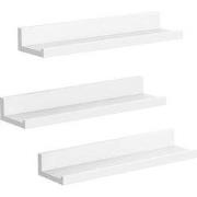 Set van 3 Witte Wandplanken met Rand - L38 cm