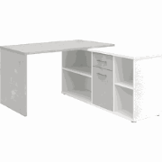 Hoekbureau met moduleerbaar bureau, ladekast en opbergplanken - Lex