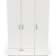 Kast met 3 deuren, 1 lade en kledingstang met legplank - L134,6 cm