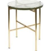 Dutchbone Vidrio Bijzettafel Rond 40 cm Glas/ Metaal Goud