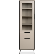 Hoog dressoir met 1 glazen deur, 1 deur en 1 lade, cappuccino en zwart...