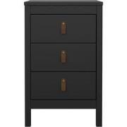 Nachtkastje met 3 lades matzwart H70,1 cm  BARCELONE
