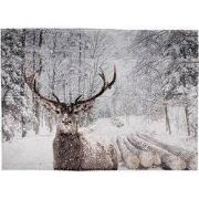 Clayre & Eef Plaid  130x170 cm Wit Bruin Polyester Rechthoek Hert Deke...