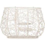Clayre & Eef Opbergmand 23x14x16 /28cm Wit Metaal Keuken Mandjes