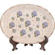 Clayre & Eef Onderbord  25x18x2 cm Beige Blauw Keramiek Bloemen
