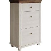 Meubella - Schoenenkast Eric - Wit eiken - 71 cm - 2 kleppen