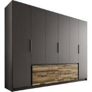 Meubella - Kledingkast Leipzig - Grijs - Eiken - 270 cm