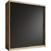 Meubella - Kledingkast Luxor - Zwart - Eiken - 180 cm