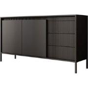 Meubella - Dressoir Saran - Mat zwart - 153 cm