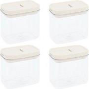 Krumble Voorraadpot rechthoek - set van 4 - 800 ML - Plastic  - Beige