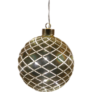Kersthanger bal glas diamant patroon 10led warm wit op batterij met ti...