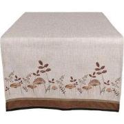 Clayre & Eef Tafelloper 50x140 cm Beige Katoen Paddenstoelen Tafelklee...