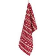 Clayre & Eef Theedoek  50x85 cm Rood Beige Katoen Rechthoek Kerst Vaat...