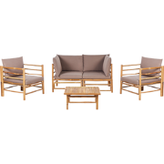 Beliani CERRETO - Zitgroep-Beige-Bamboehout