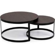 Stalux Salontafelset 'Saar' rond 80 en 60cm, kleur zwart / bruin hout