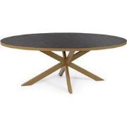 Stalux Ovale eettafel 'Mees' 180 x 100cm, kleur goud / zwart marmer