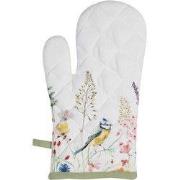 Clayre & Eef Ovenwant 18x30 cm Wit Groen Katoen Bloemen