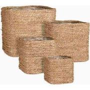 Mica Decorations Mand Belmond - 35x35x32 cm - Zeegras - Bruin- Set van...