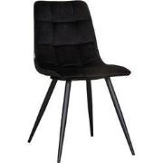 LABEL51 Eetkamerstoel Bistro - Zwart - Fluweel - Black Frame